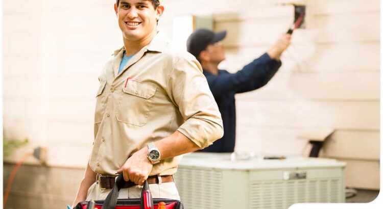 plumber hvac technician performing hvac installation